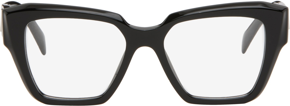 Prada Eyewear Black Symbole Rectangle Acetate Glasses