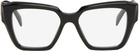 Prada Eyewear Black Symbole Rectangle Acetate Glasses