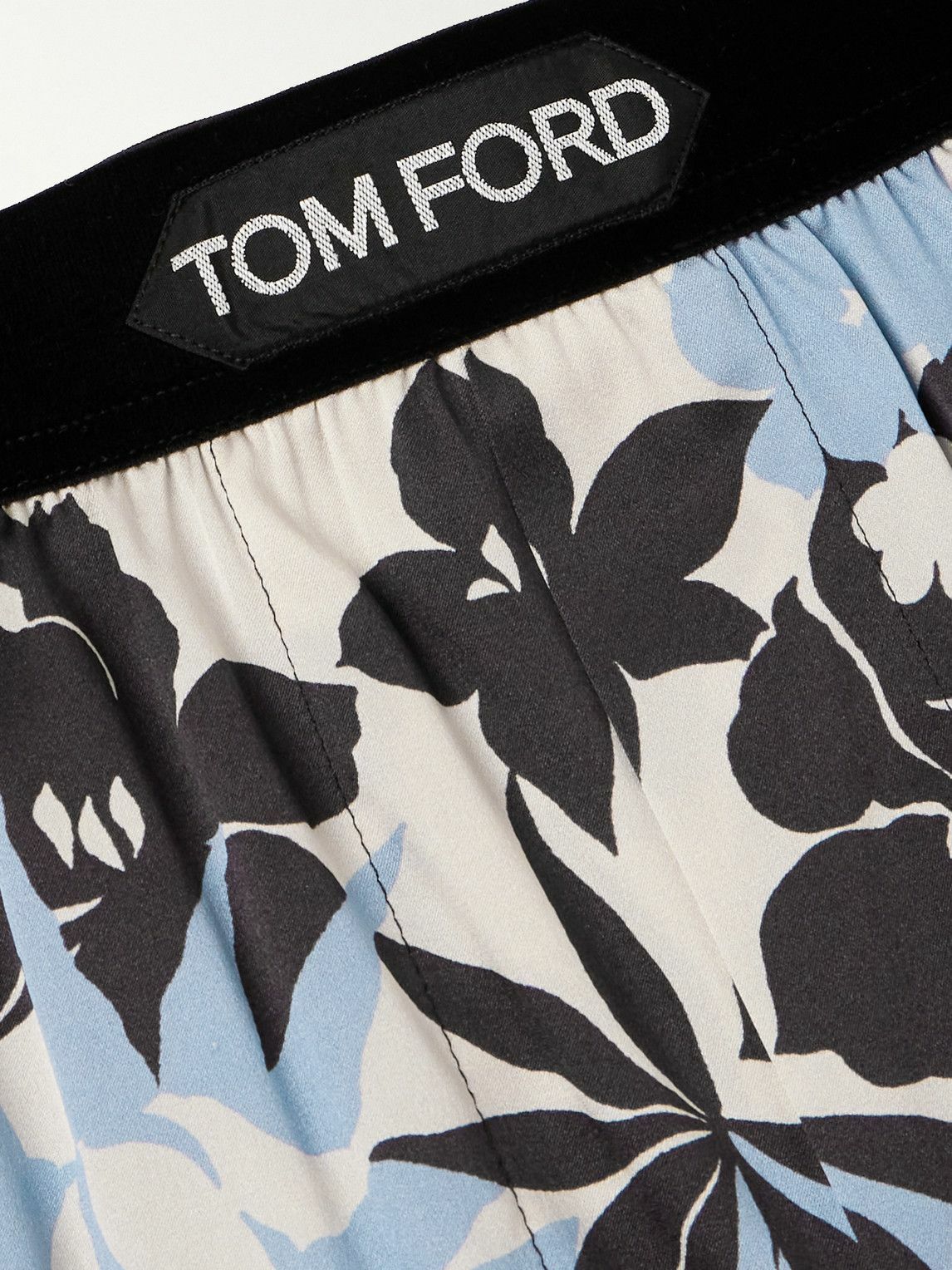 TOM FORD - Velvet-Trimmed Floral-Print Silk-Satin Boxer Shorts