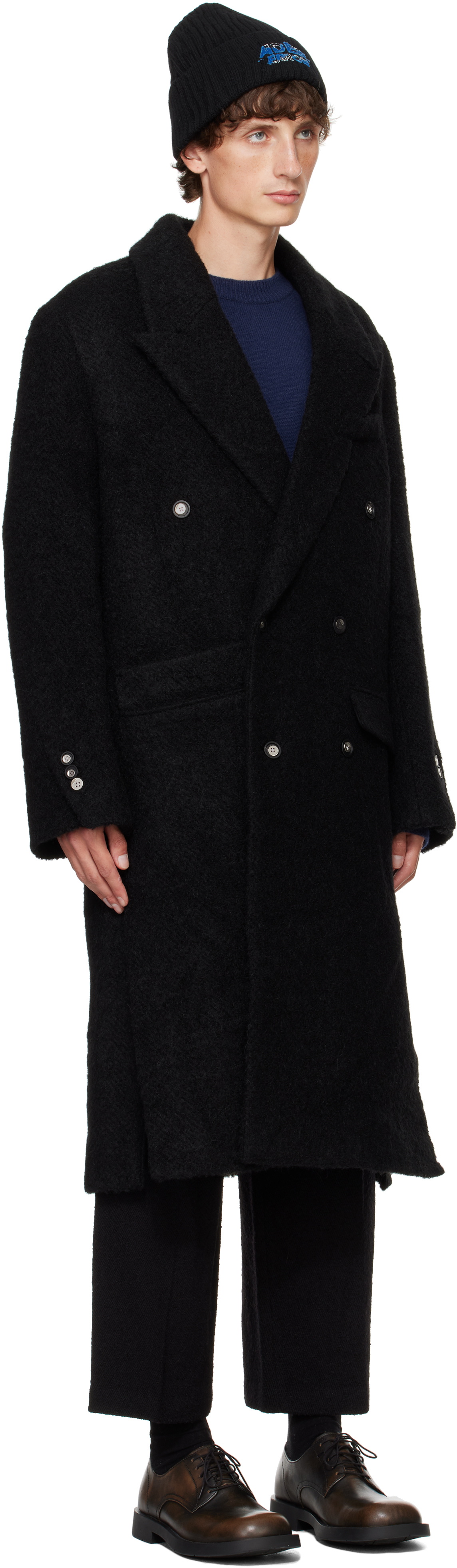 ADER error Black Peaked Lapel Coat