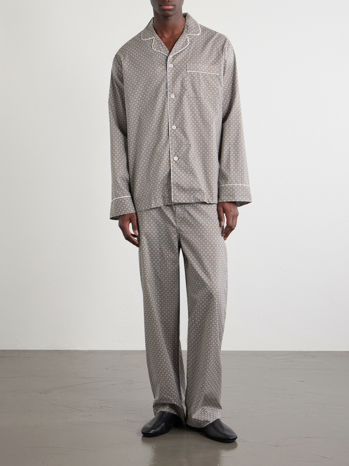 Derek Rose - Ledbury 96 Printed Cotton-Poplin Pyjama Set - Brown