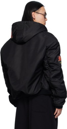 LU'U DAN Black Patch Bomber Jacket