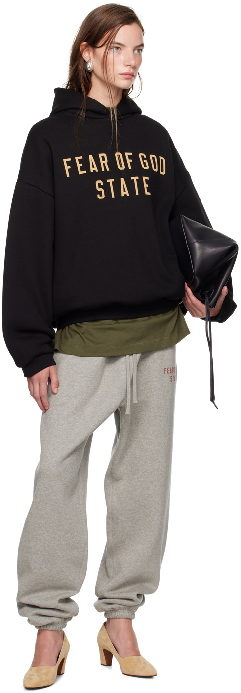 Fear of God ESSENTIALS Black Printed Logo Hoodie