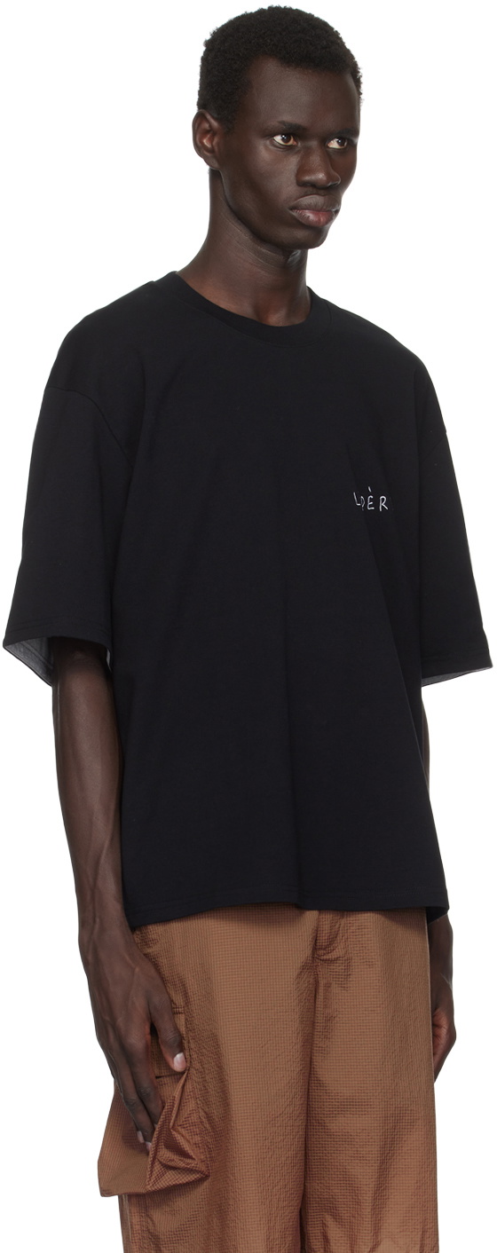 le PÈRE Black Double Sleeve Tommy T-shirt