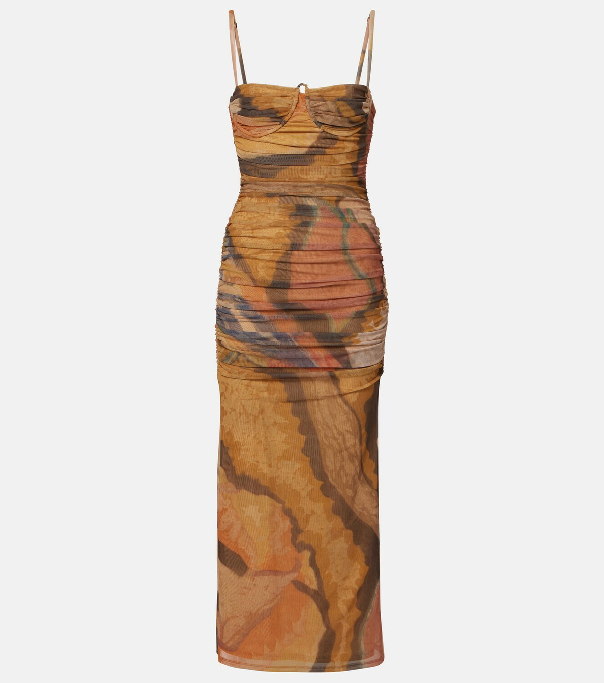 SIR Draped printed mesh maxi dress