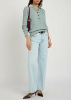 Blaze Milano Alegria Cable-knit Silk-blend Polo top Blue