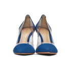 Gianvito Rossi Blue Suede Plexi Heels