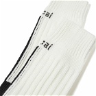 Sacai Men's Logo Rib Socks in Off White