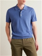 A.P.C. - Gregory Logo-Embroidered Cotton and Cashmere-Blend Polo Shirt - Blue