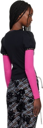 Chopova Lowena Black & Pink Janine Jersey Top