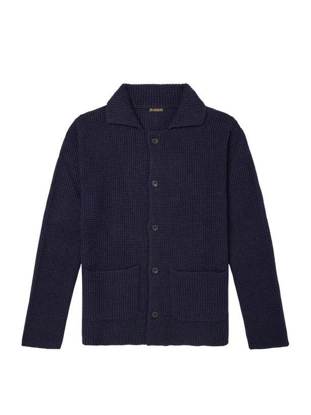 Photo: Rubinacci - Waffle-Knit Cashmere Cardigan - Blue