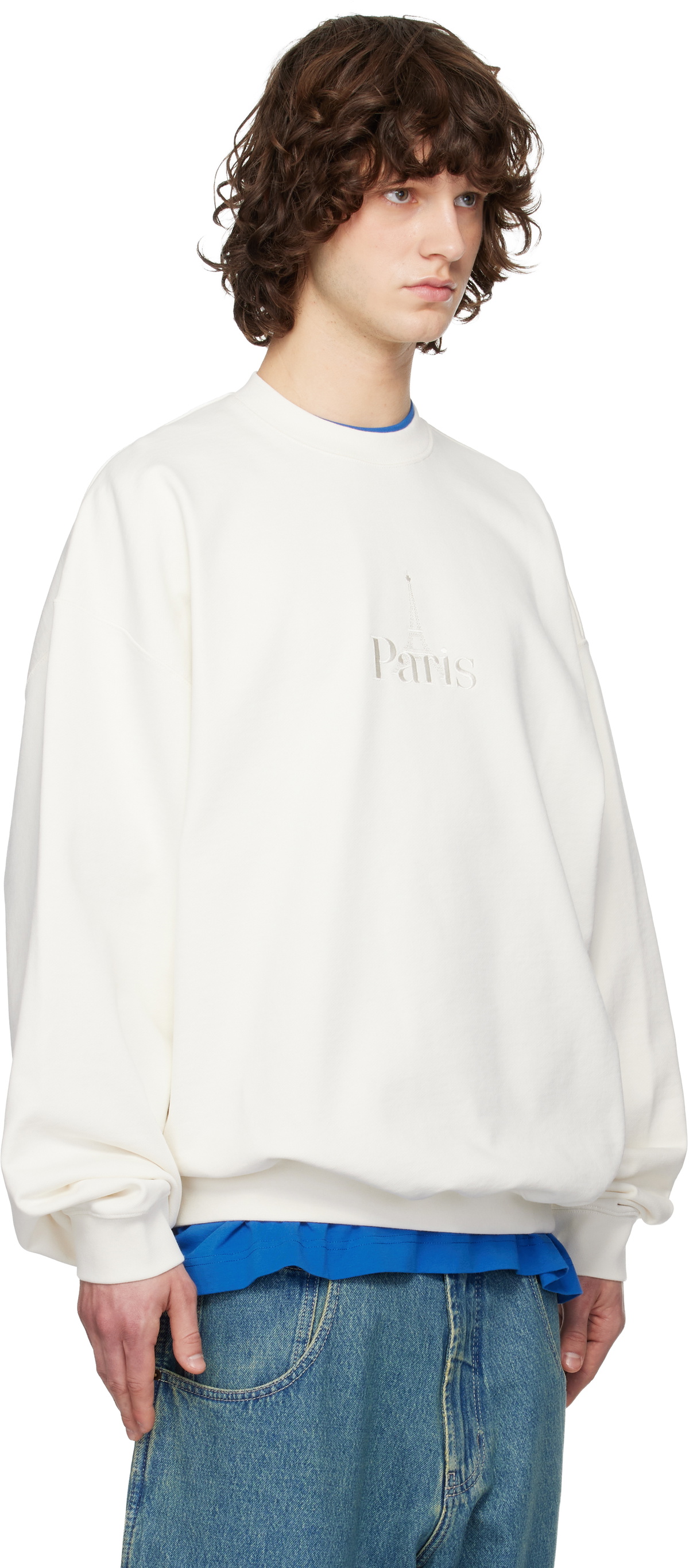 VETEMENTS Off-White 'Paris' Embroidered Sweatshirt