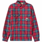 Gucci Men's Checked Logo Flannel Shirt in Red