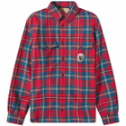 Gucci Men's Checked Logo Flannel Shirt in Red