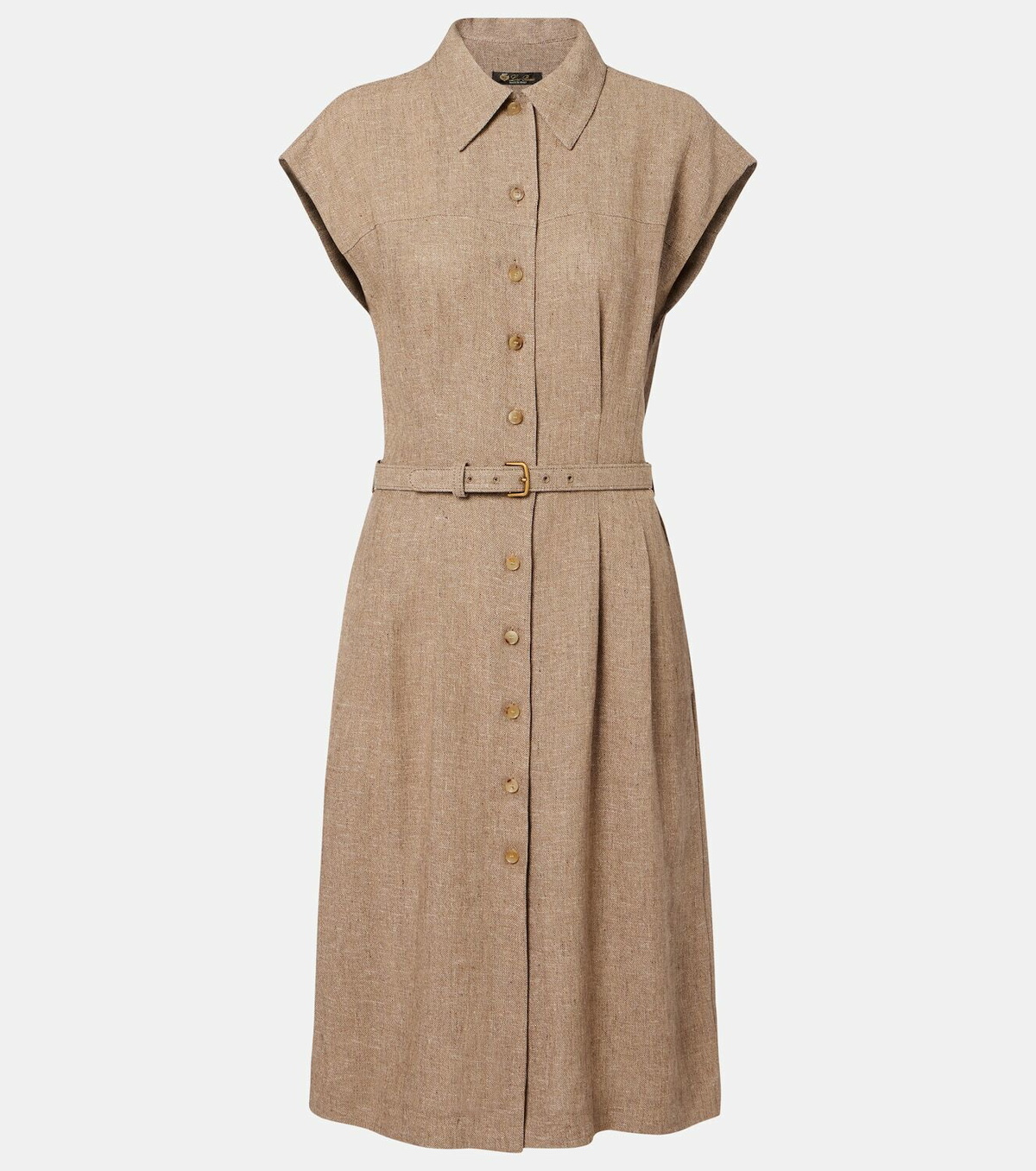 Loro Piana Maise belted linen crêpe shirt dress