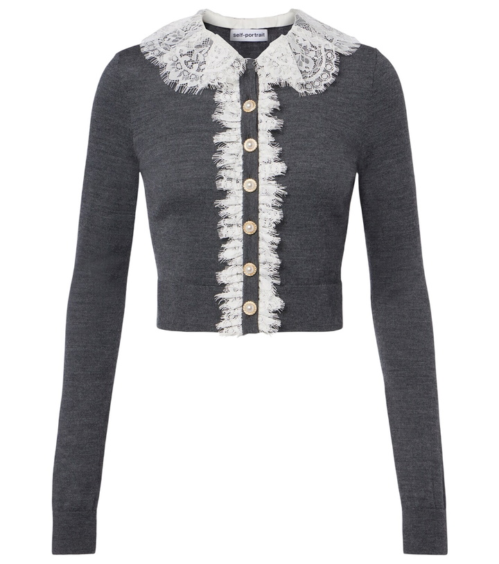Photo: Self-Portrait Lace-trimmed wool cardigan