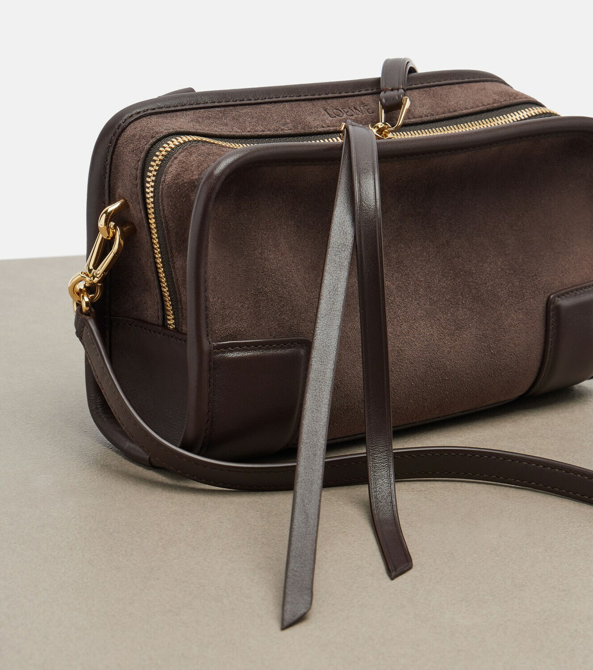 Loewe Amazona 180 Mini suede top-handle bag