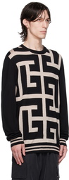 Balmain Black & Beige Monogram Sweater