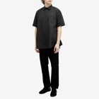 Sacai Men's Matte Taffeta Zip Short Sleeve Shirt in Black