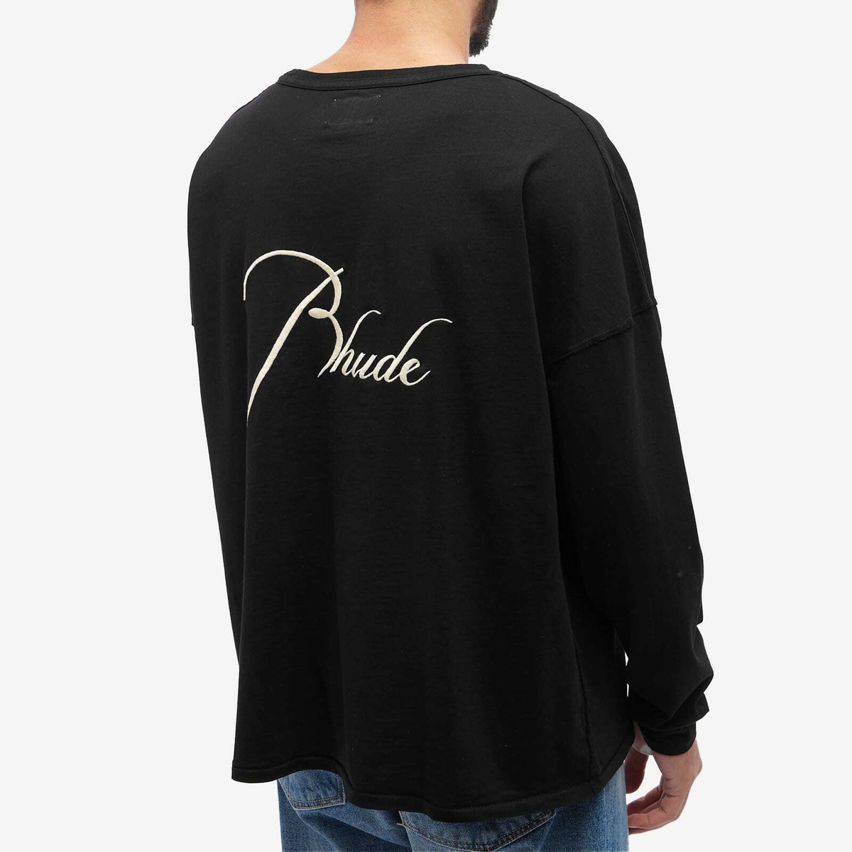 Rhude Men's Long Sleeve Reverse T-Shirt in Black