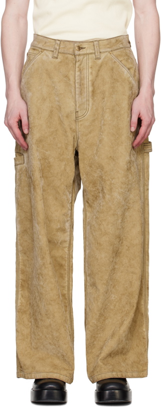 Photo: Alexander Wang Tan Rounded Carpenter Faux-Suede Jeans