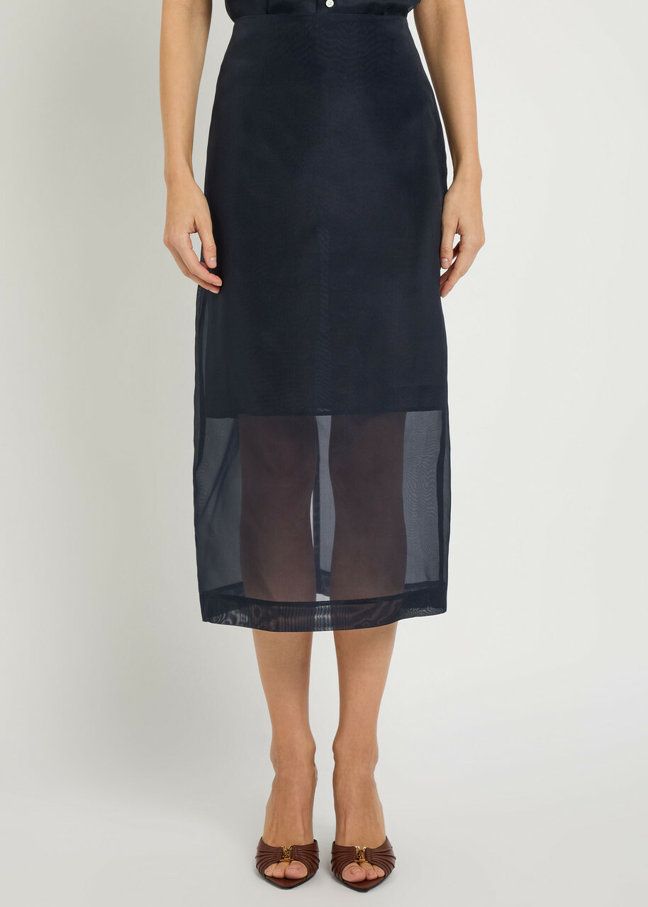 Polo Ralph Lauren Silk-organza Midi Skirt Navy