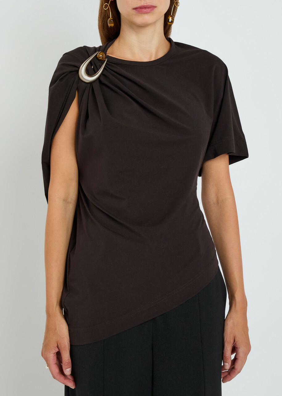 Christopher Esber Asymmetric Stretch-cotton T-shirt Brown
