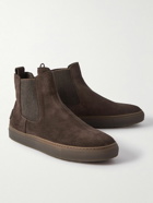 Brioni - Shearling-Lined Suede Chelsea Boots - Brown