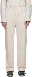 young n sang Beige Faux-Suede Trousers