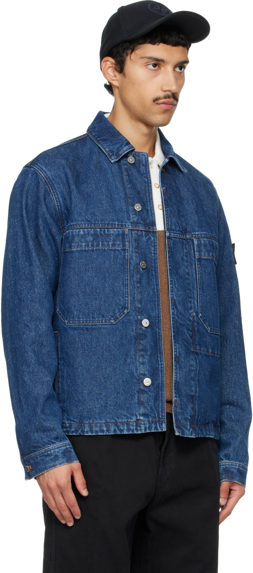 Stone Island Blue 4100006 Grainy Wash Denim Jacket