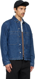 Stone Island Blue 4100006 Grainy Wash Denim Jacket