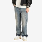 Represent Men's R3 Distressed Baggy Denim in Blue/Cream