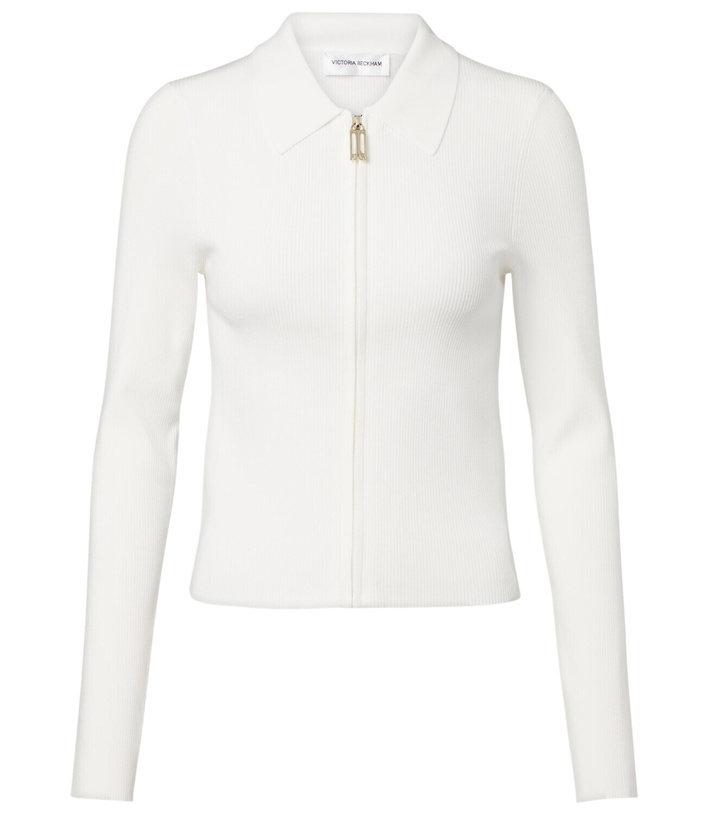 Photo: Victoria Beckham Mila ribbed-knit zip-up top
