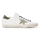 Golden Goose White and Khaki Superstar Sneakers