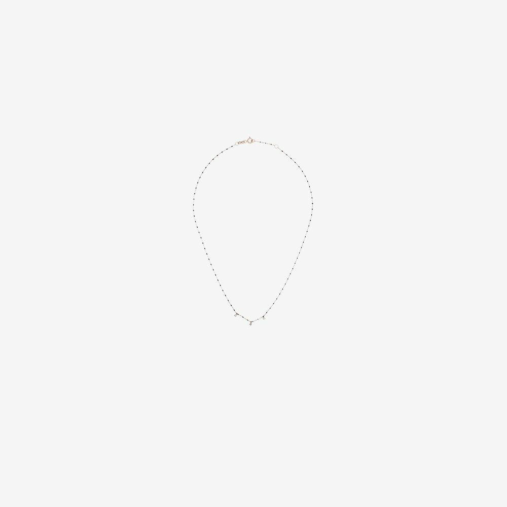 Gigi Clozeau 18K Yellow Gold Beaded Three Diamond Necklace