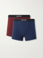 TOM FORD - Two Pack Logo-Jacquard Waistband Cotton-Stretch Jersey Boxer Briefs - Multi