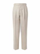 Stòffa - Straight-Leg Pleated Cashmere Suit Trousers - Neutrals