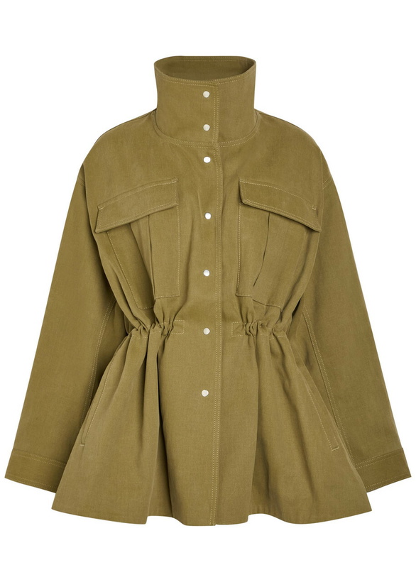 Photo: Rohe Sculptural Funnel-neck Cotton Safari Jacket Khaki