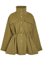Rohe Sculptural Funnel-neck Cotton Safari Jacket Khaki