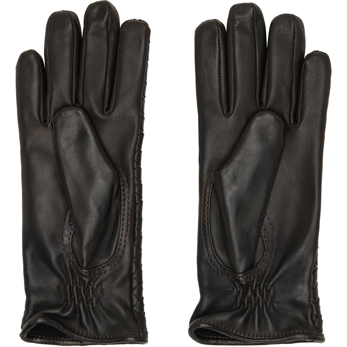 Bottega Veneta Brown Intrecciato Leather Gloves