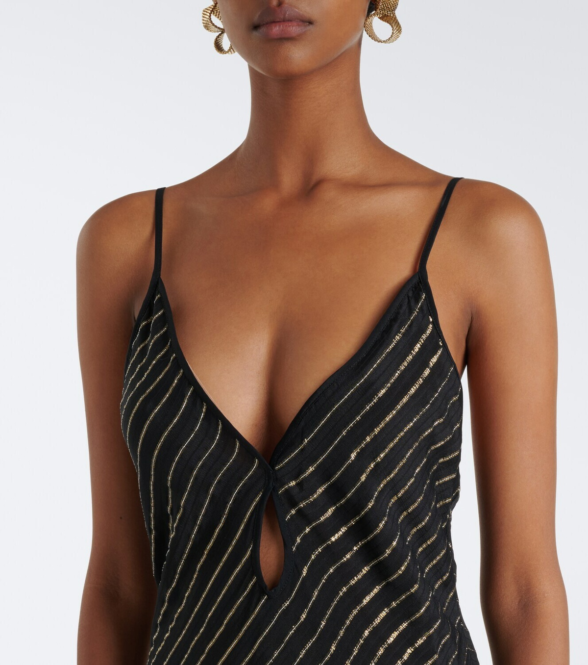 Johanna Ortiz Striped tiered silk-blend gown
