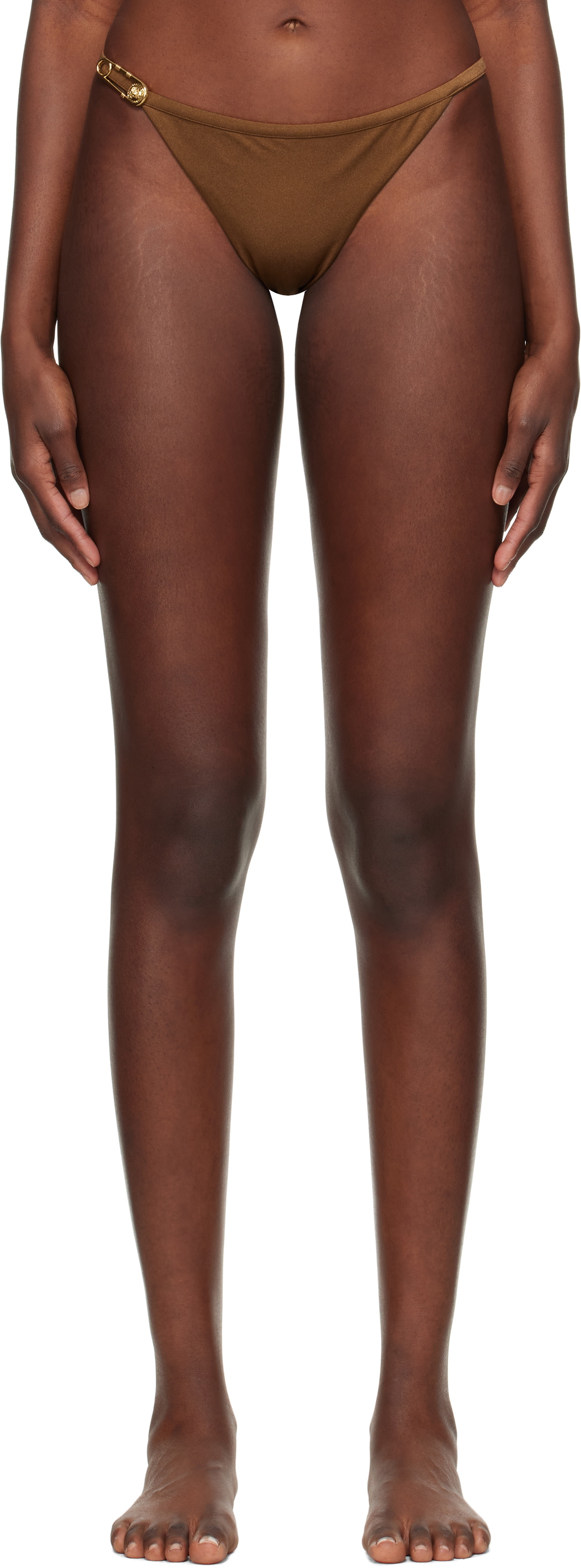 Versace Underwear Brown Safety Pin Bikini Bottom