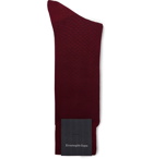 Ermenegildo Zegna - Textured Stretch Cotton-Blend Socks - Men - Burgundy