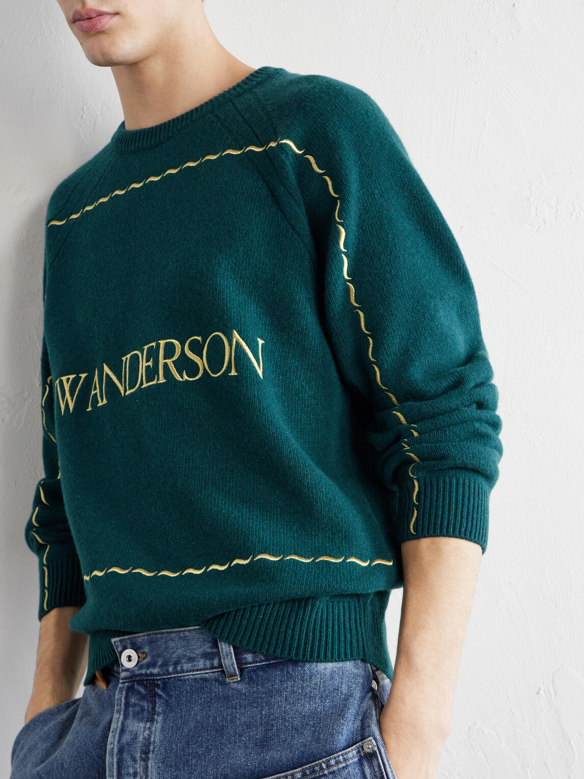JW Anderson - Logo-Embroidered Wool Sweater - Green