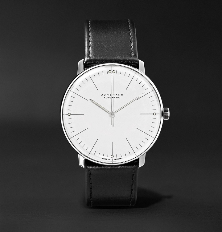 Photo: Junghans - Max Bill Automatic 38mm Stainless Steel and Leather Watch, Ref. No. 027/3501.00 - White