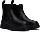 Hugo Black Grained Leather Chelsea Boots