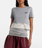 Miu Miu Lace-trimmed silk jersey crop top