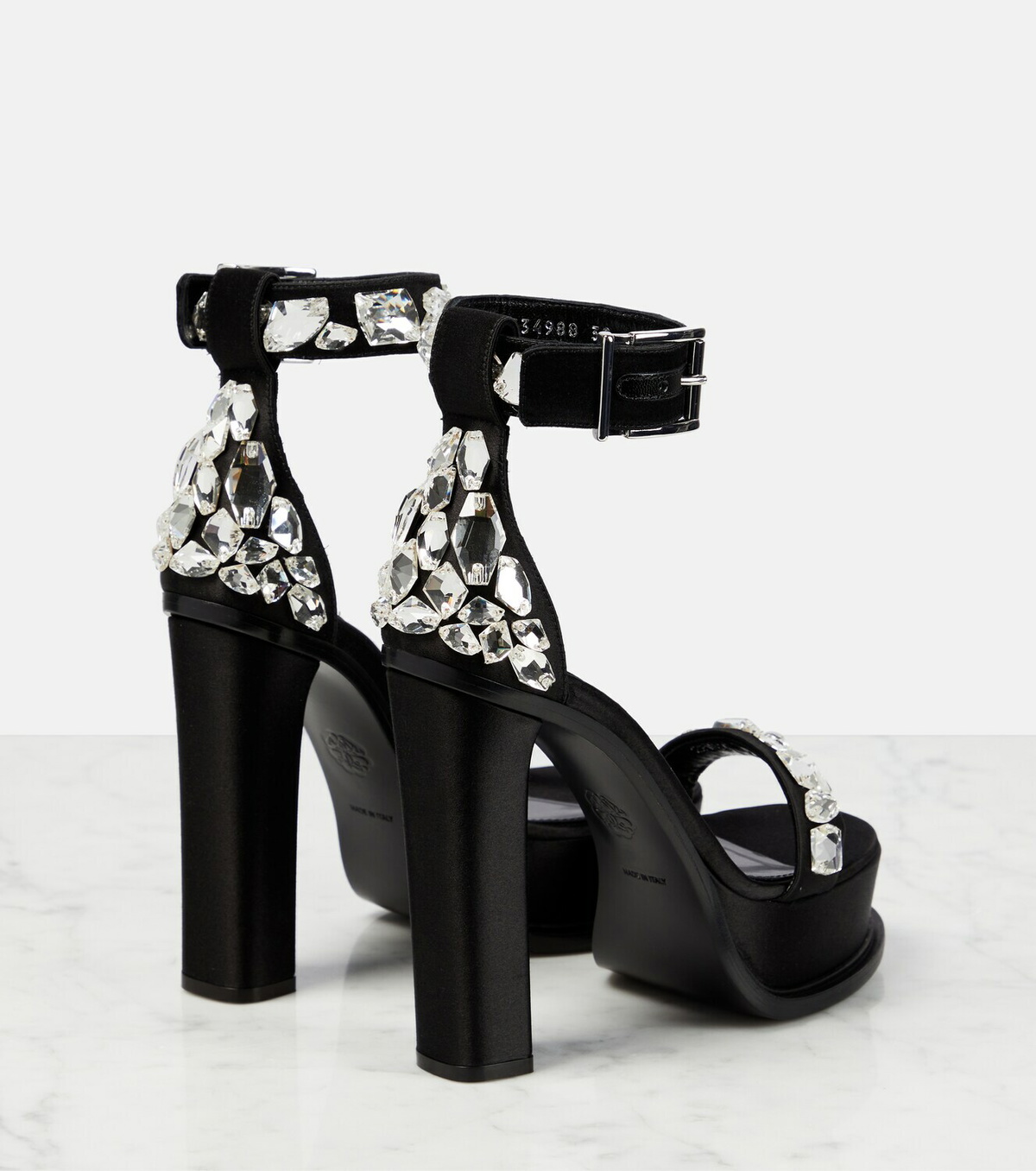 Alexander McQueen - Crystal Shard satin platform sandals