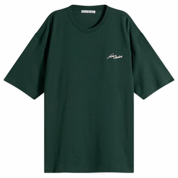 Photo: Acne Studios Men's Exford Small Venice Logo T-Shirt in Dark Green