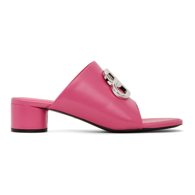 Balenciaga Pink Oval BB Heeled Sandals Balenciaga